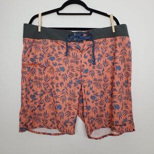 Patagonia Mens Planing Board Shorts Stretch Size 38 Fiber Floral Mellow Melon
